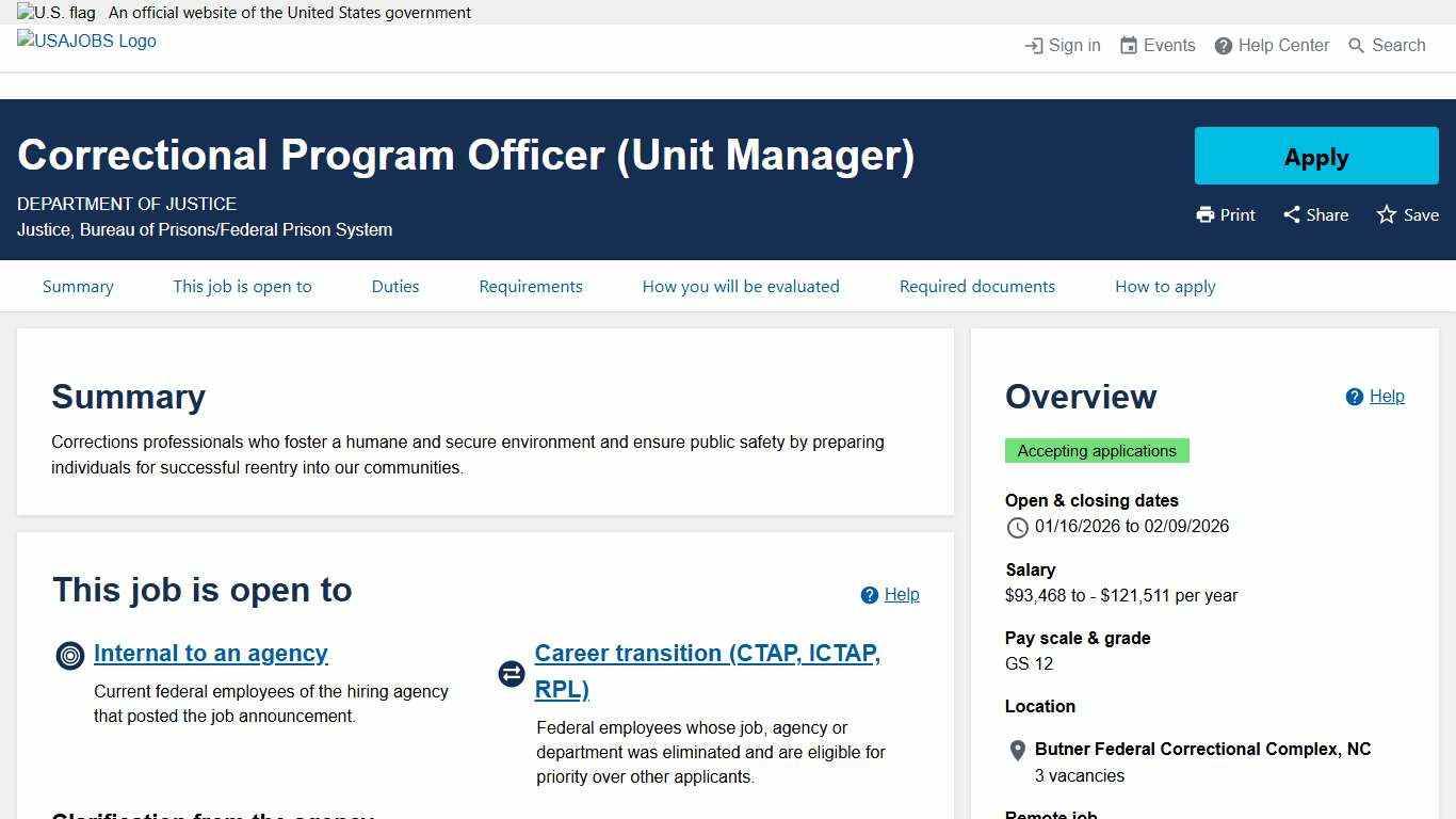USAJOBS - Job Announcement